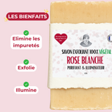 Savon Exfoliant Purifiant & Illuminateur - à La Rose Blanche - 125 grammes - 100% végétal