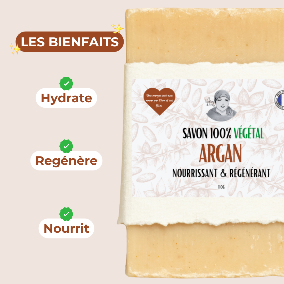 Savon Hydratant Nourrissant & Régénérant - à l'Argan - 110 grammes - 100% végétal