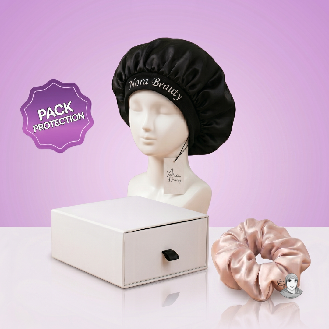 Pack Protection Cheveux - (Elastique + Bonnet de Nuit Satinés)