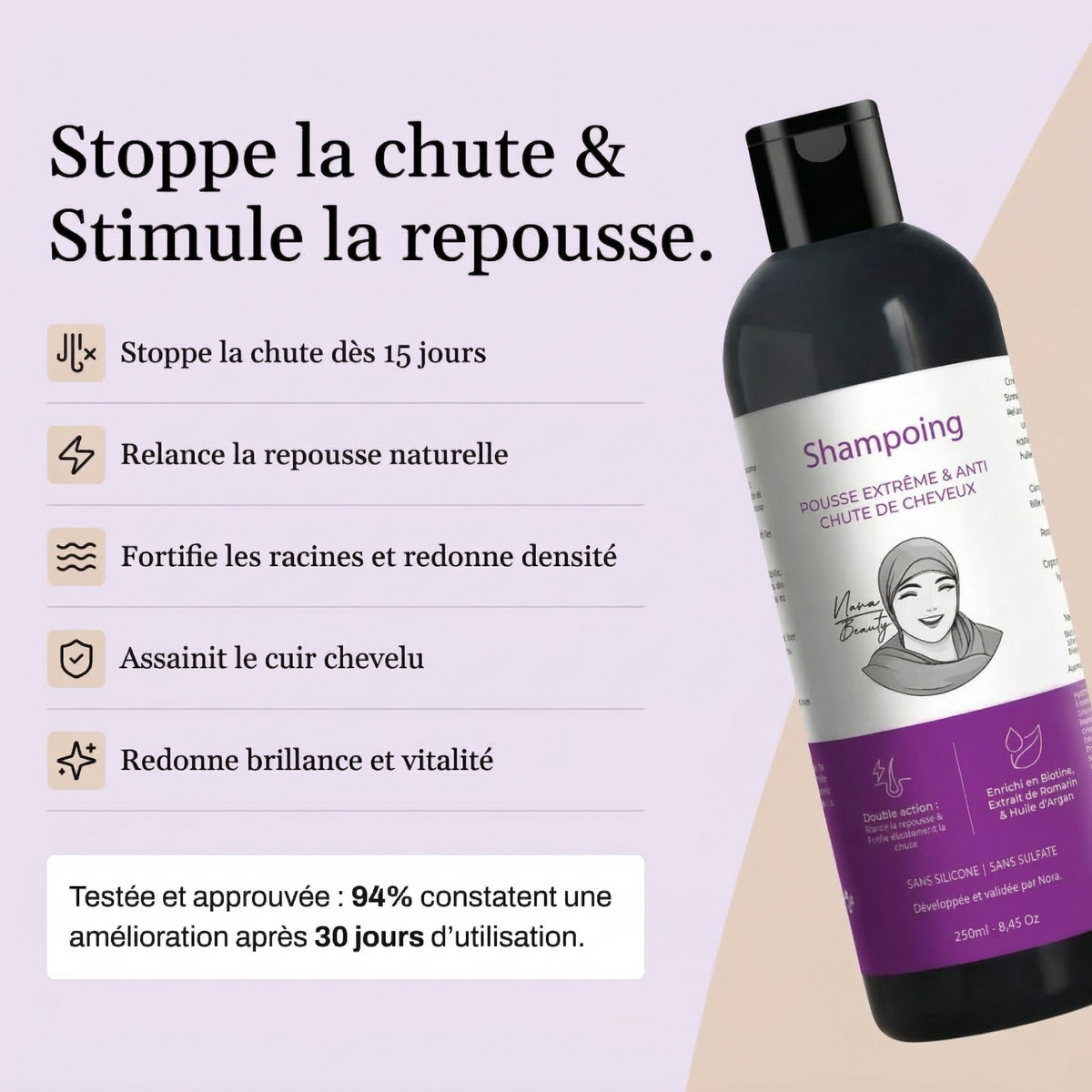 Extreme Growth & Anti-Hair Loss Shampoo - 0% sulfate 0% paraben 0% silicone - 250ml