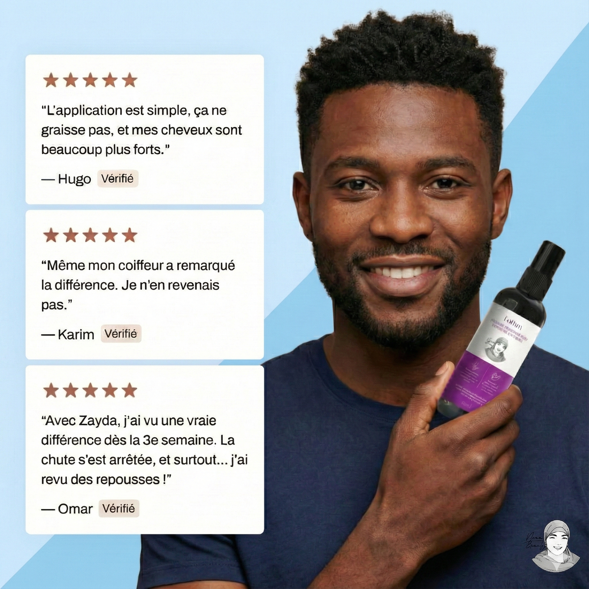 Lotion Pousse Extrême & Anti Chute de Cheveux - 100 ml - Sans Rinçage - Homme